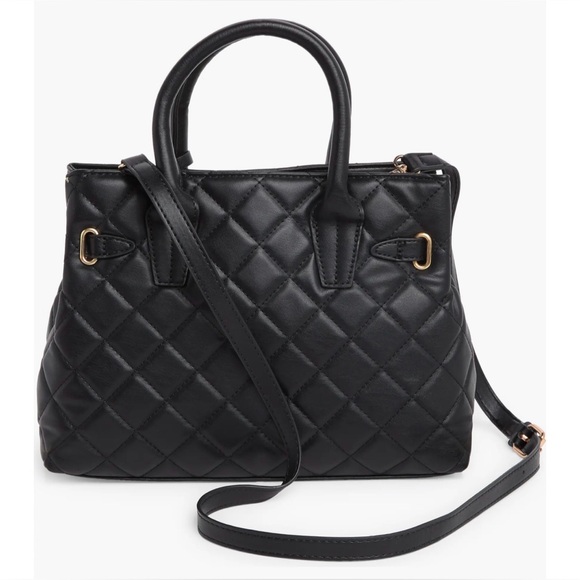 Badgley Mischka Diamond Quilt Faux Leather Bag with lock - Picture 4 of 12